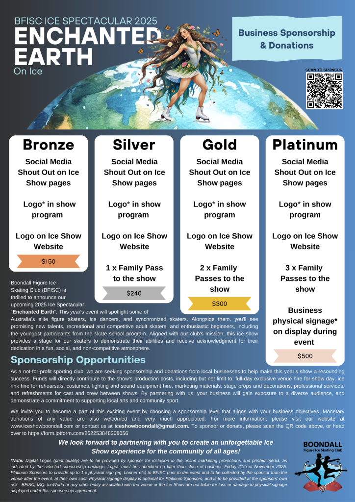 Flyer within information regarding all sponsorship packages.